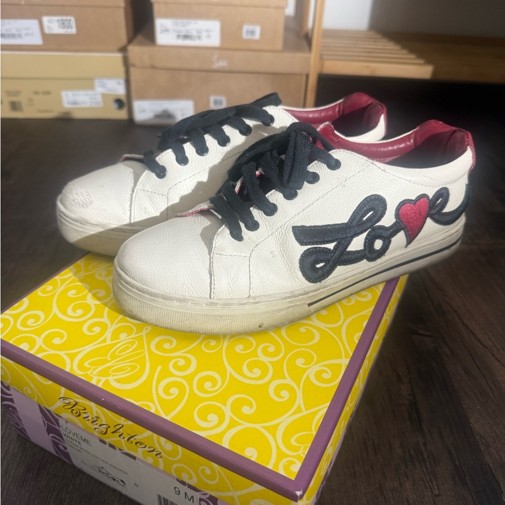 Brighton White and Black Athletic Shoes